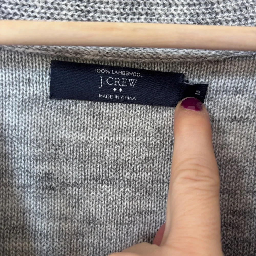 J Crew‎ 100% Lambswool Wool Knit Shawl Collar Cardigan Sweater Natural Medium